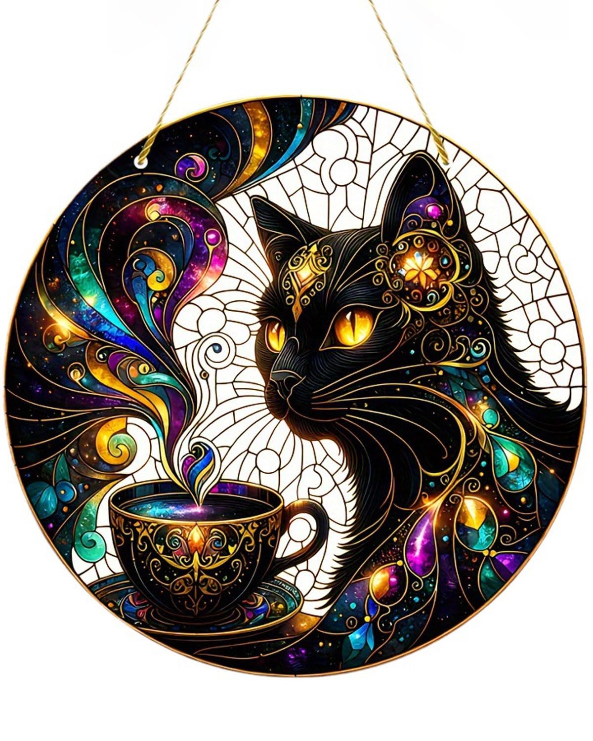 TPZORJX 1 Pcs Chat Decoration, Acrylique Ornement Suspendu, Drôle Fenêtre Portes Décoratif Cadeau, Ornement Noir Chat Maison Pour Halloween Décoration Prop Pour Halloween Carnaval Soirée