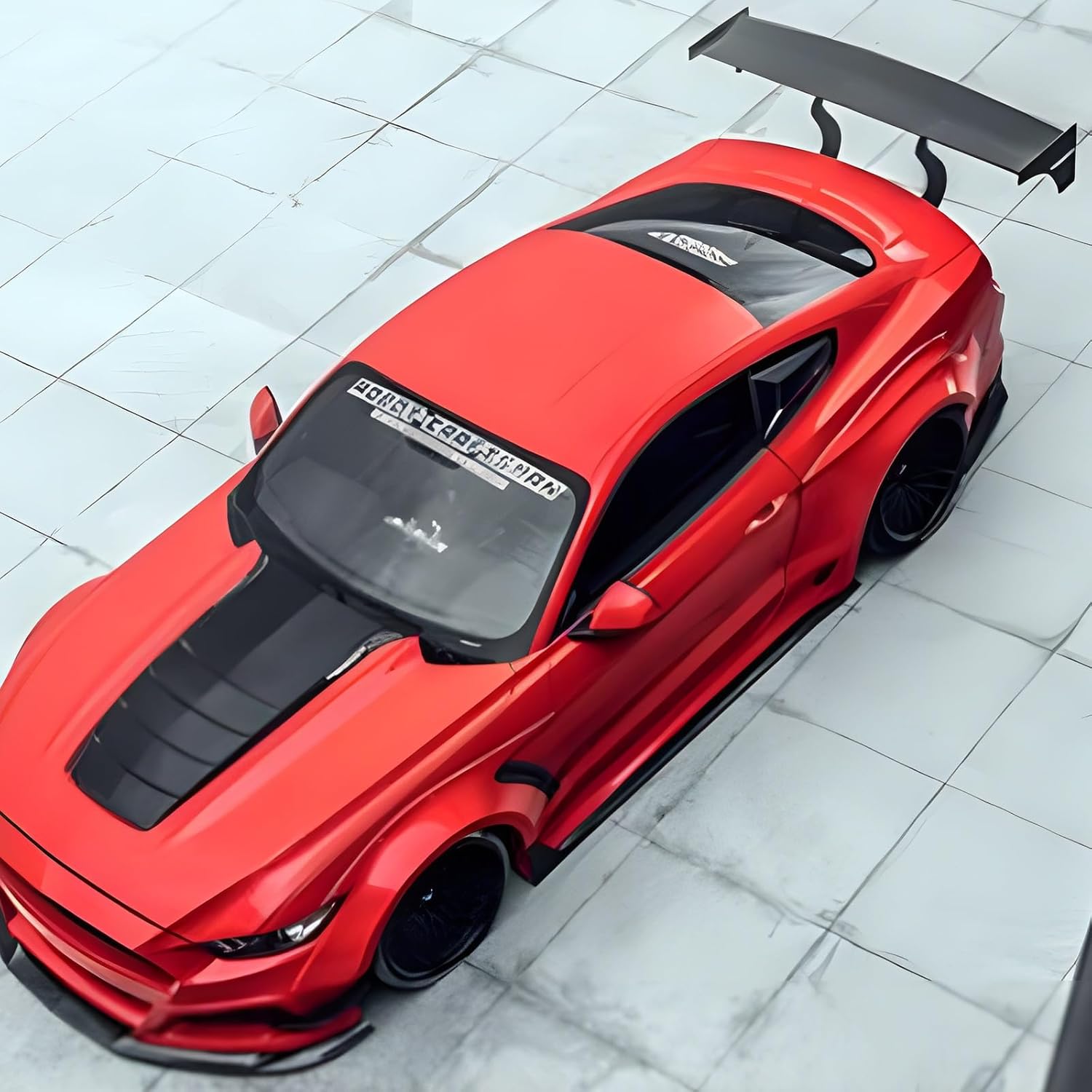 Carbon Fiber Rear Wing Spoiler Compatible with Mustang 2015-2022 Rear Trunk Lip Spoiler Wing Vehicle Body Styling Kit