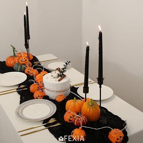 Miniatura 7 de FEXIA Camino de Mesa de Estopilla Negra Camino de Estopilla 35x120 Pulgadas Gasa Decoración Gótica para Decoración Rústica de Granja Baby Shower