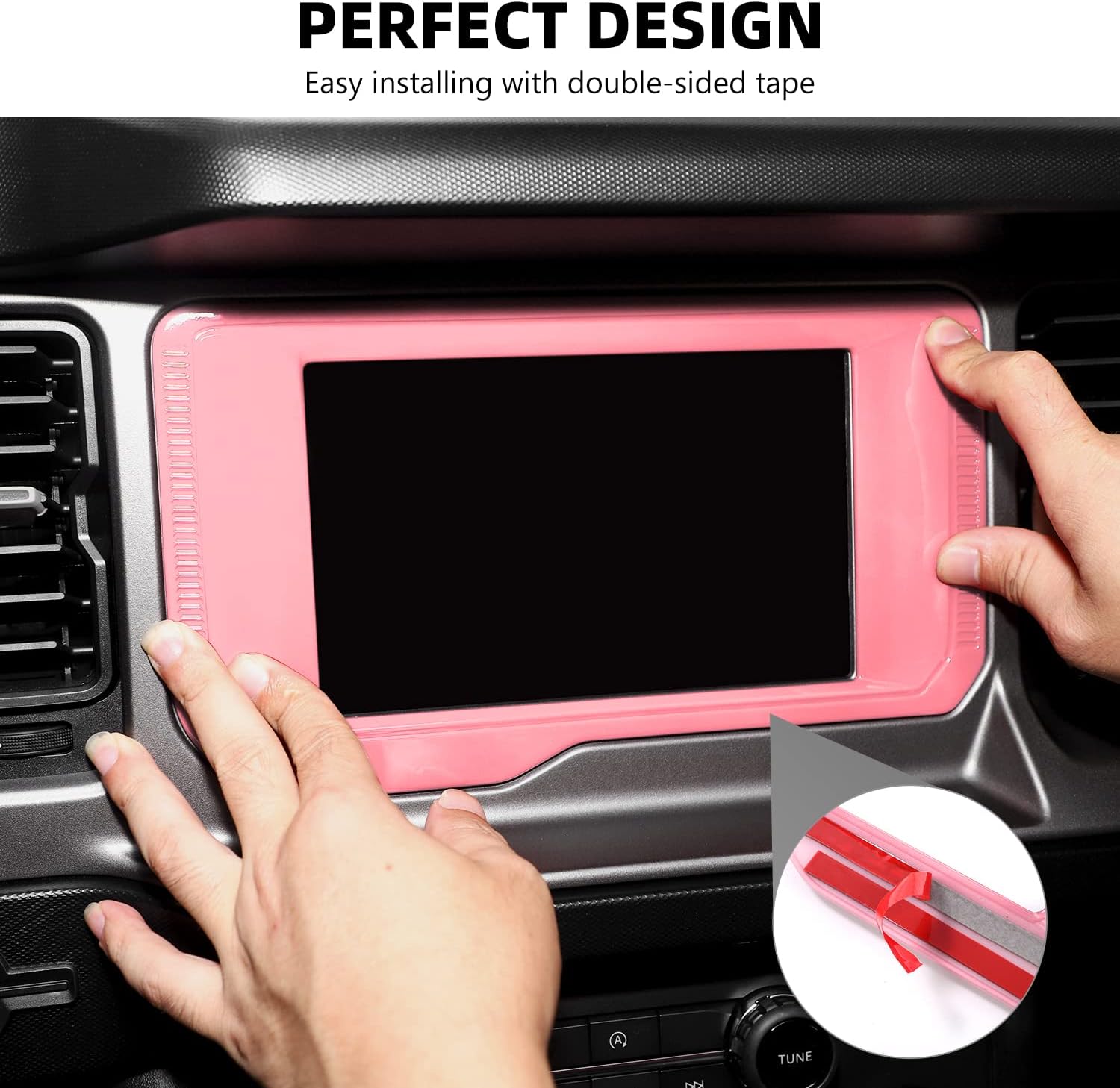 RAZPOY Center Console Navigation Screen Panel Cover Trim Compatible with Ford Bronco 2021-2023, Pink (Only for Small Screen)