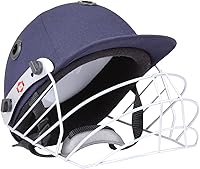 SS Cricket Prince Helmet Navy Blue - Impact-Resistant Polypropylene Shell, Shock-Absorbing Foam, Adjustable Steel Face Guard