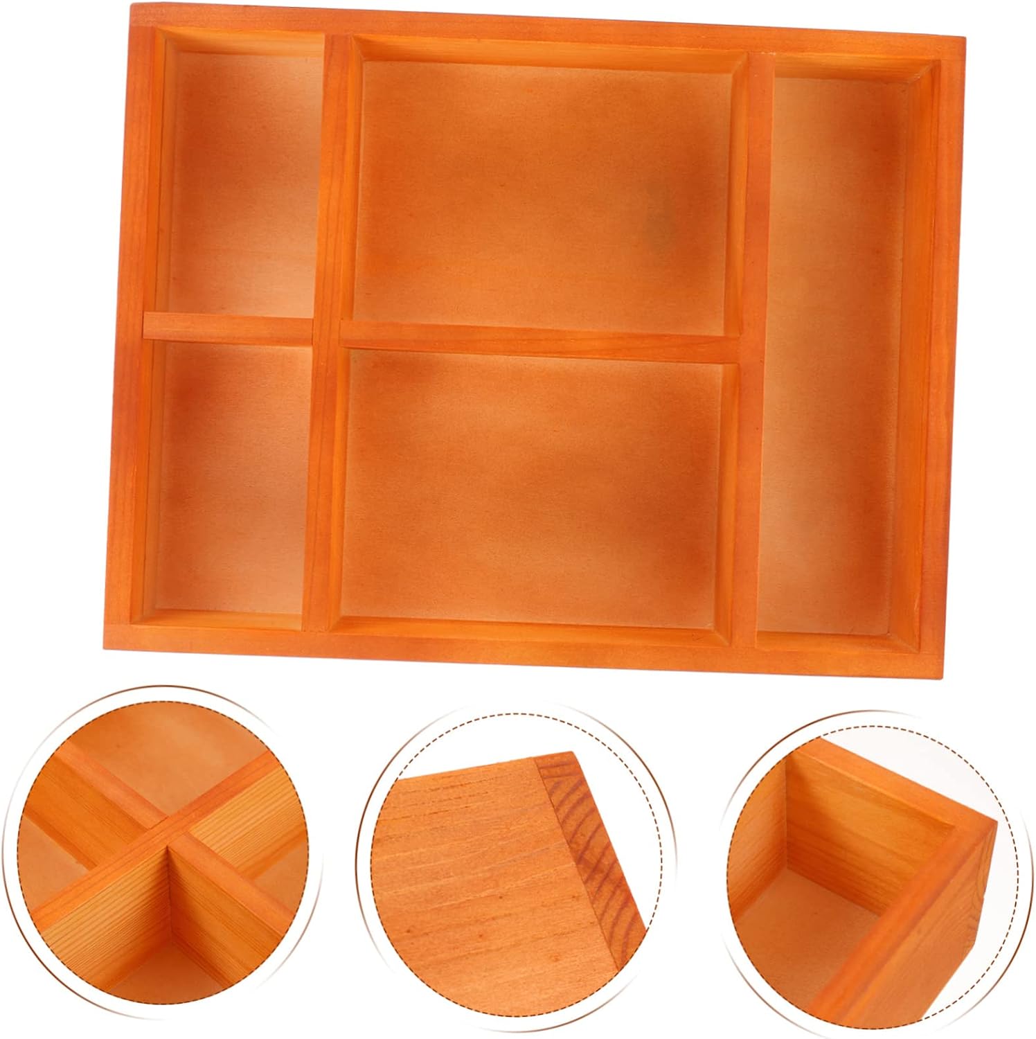 ULTECHNOVO Tea Bag Storage Box 5 Compartment Organizer Wooden Tea Bag Holder Condiment Spice Container Drawer