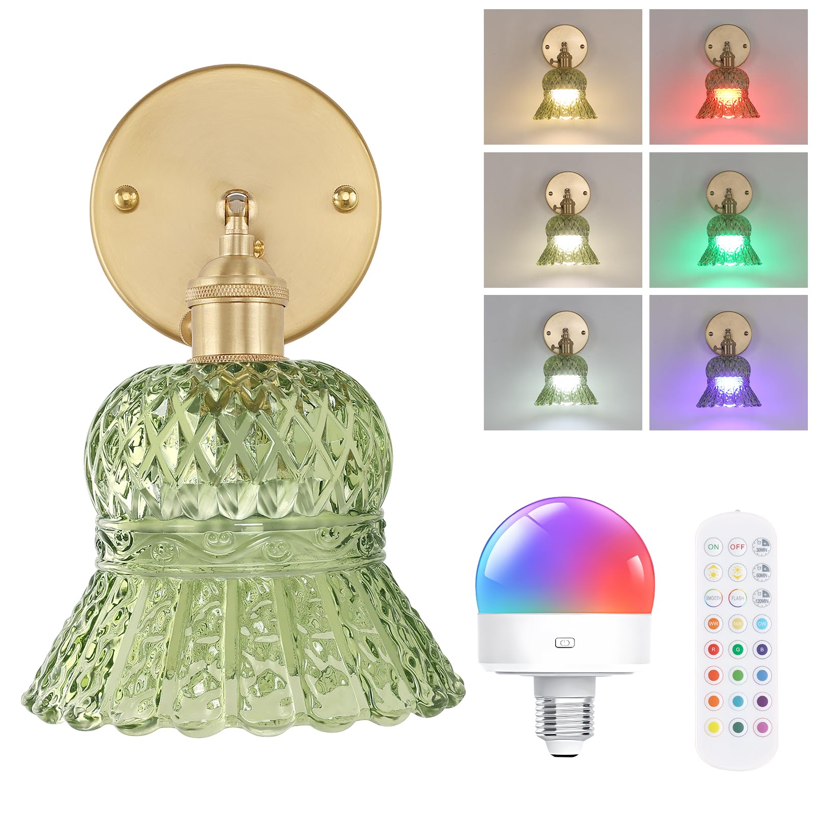 Shenmoyl Vintage Battery Operated Wall Sconce, Rechargeable Battery Powered Wall Sconces with Remote Control, Wireless Dimmable LED Light for Bedside