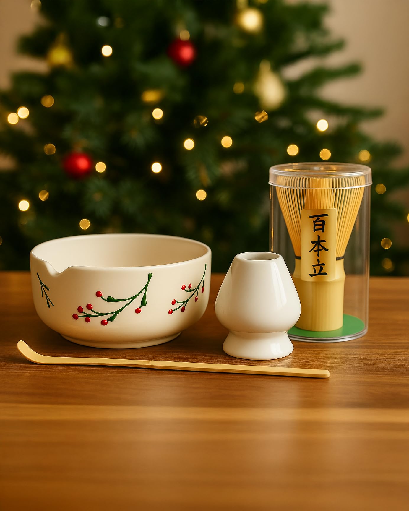 MATCHİVA Matcha Seti (Mathca Çırıpıcı Whisk Mathca Scoop Mathca Kasesi ve Whisk Tutucu)