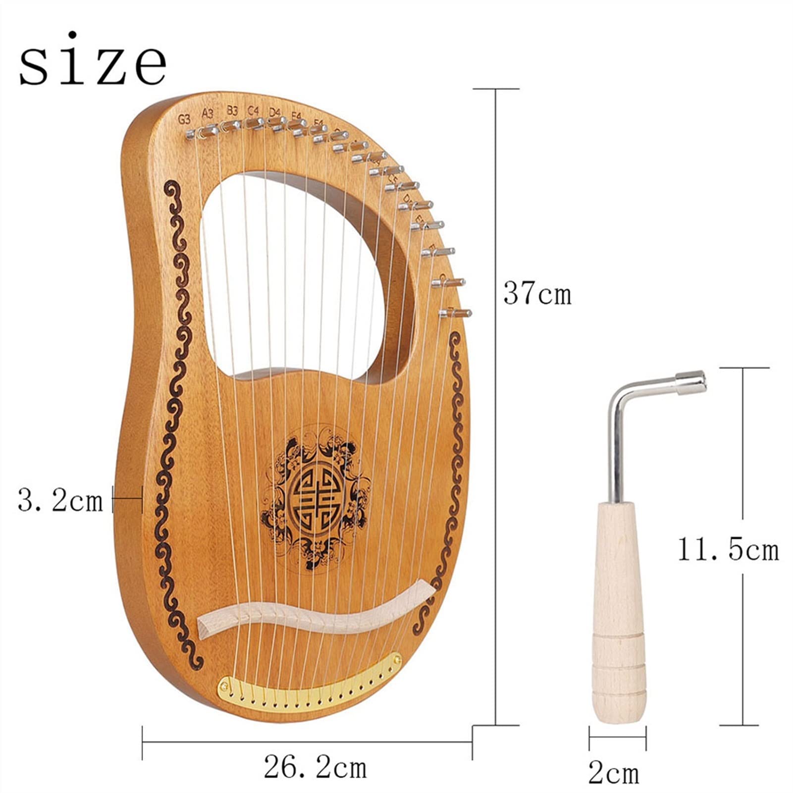 Harfa， 16 Strun Lira Harfa Drewniany Mahoń Instrument Muzyczny Instrumenty Harfowe