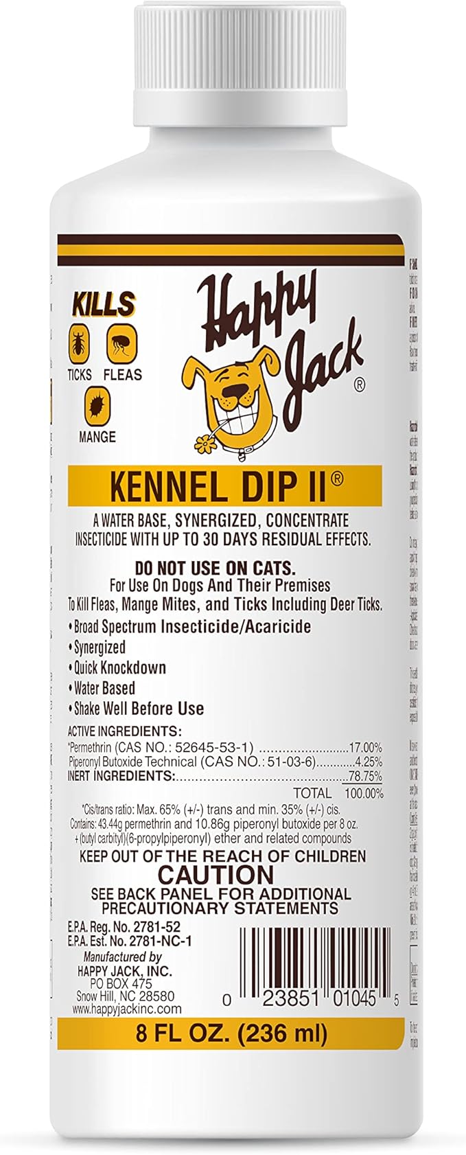 Happy Jack Kennel Dip Dog Flea and Tick Treatment