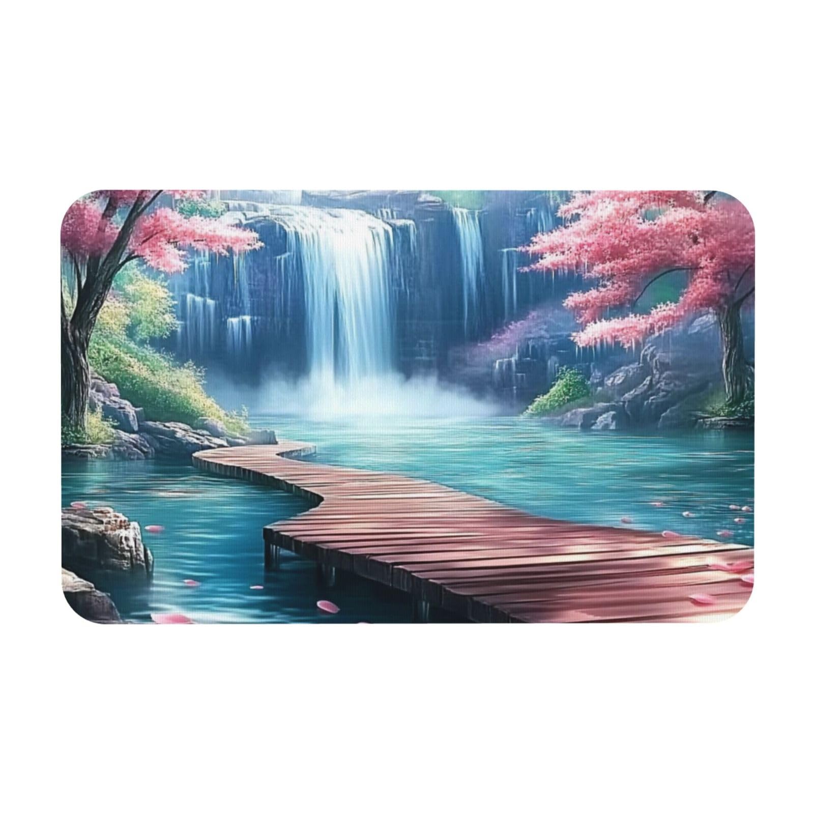 Tapis de bain cascade forêt blanche 50x80 cm antidérapant multi-usage