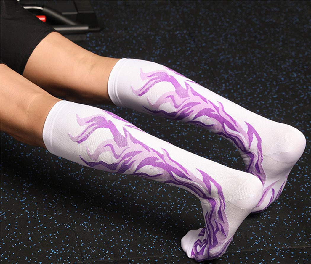 Ranvi 1 works Compression Socks for Women&Men (20-30mmHg)- Best for Running,Travel,Cycling,Pregnant,Nurse,Edema,White Purple(L/XL) - Image 3