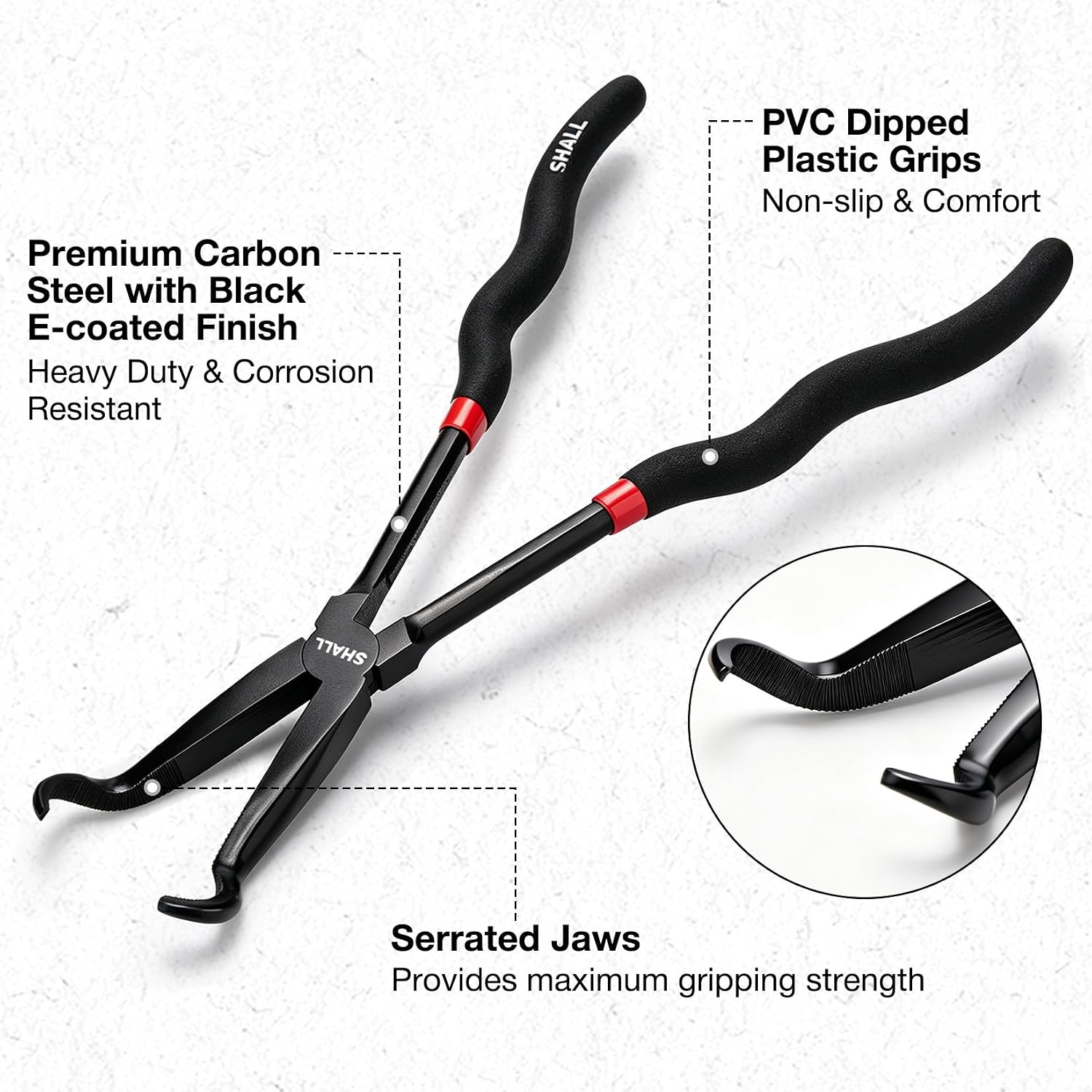 SHALL 3-Piece 11" Hose Gripper Plier Set,Long Reach Hose Gripping Pliers