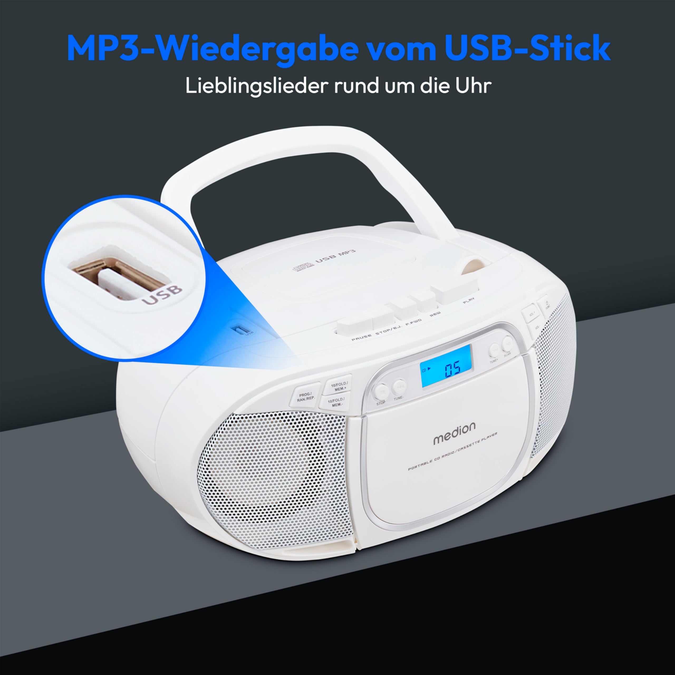 MEDION E66476 Stereo Sound System weiß: Amazon.de: Elektronik & Foto