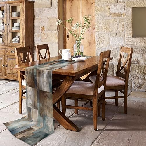 Miniatura 3 de Marble Cloud Chiffon Table Runner 55 Inches Long, Voile Sheer Tulle Runner for Rustic Wedding Reception Bridal Shower Decorations Birthday Party,