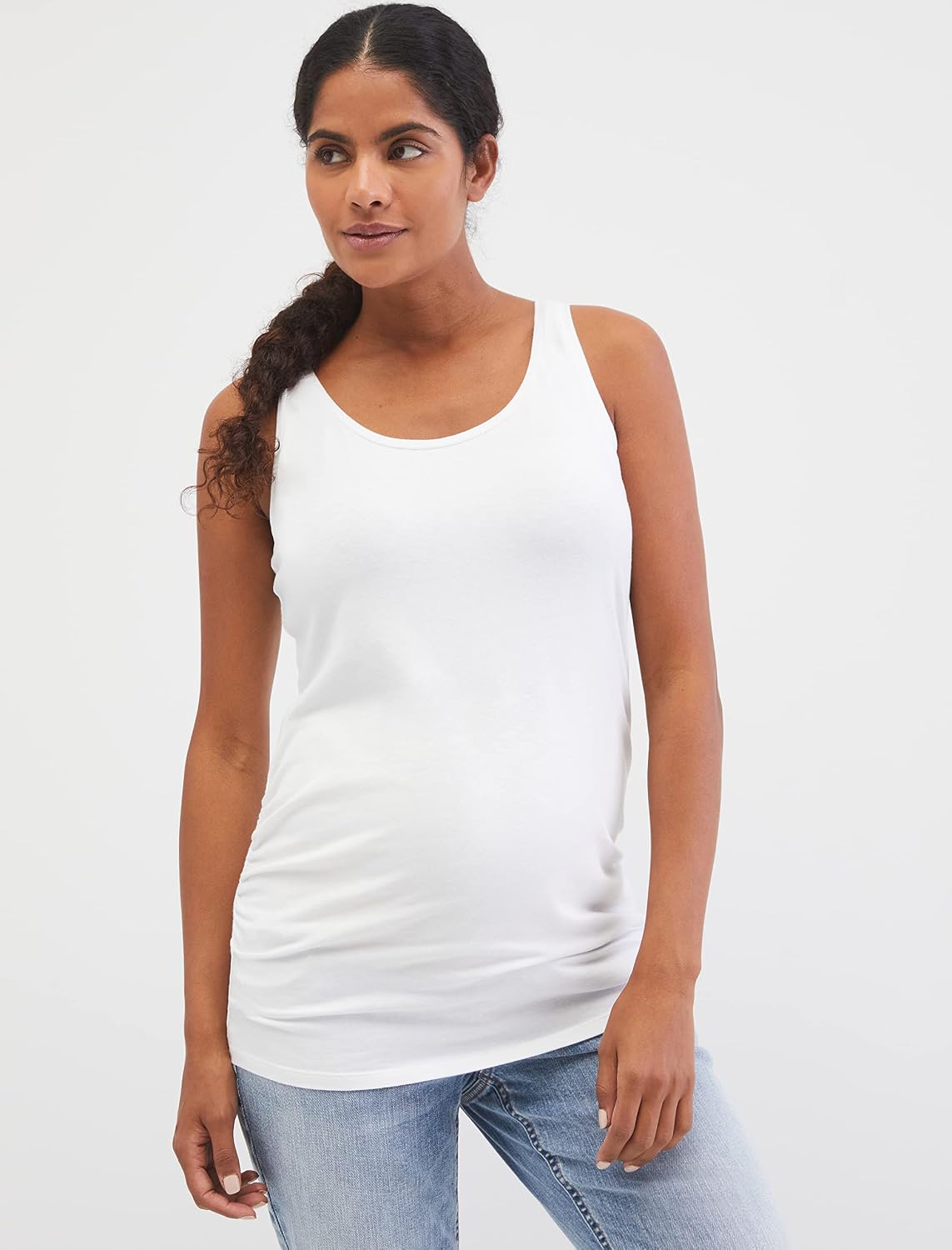 Motherhood Maternity Womens Sleeveless Scoop Neck Side Ruched Tank Top 3 Packs