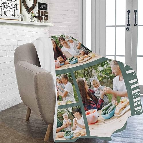 Miniatura 3 de M YESCUSTOM Manta personalizada con imagen y texto, manta personalizada de collage de fotos, mantas de vellón personalizadas para regalo de