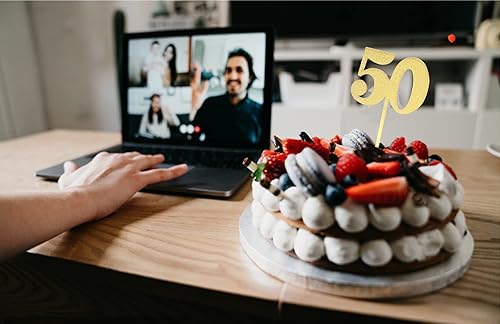 Miniatura 5 de ZHENGYE Decoración para tarta de cumpleaños de 50 aniversarioscumpleaños, decoración de fiesta (50)