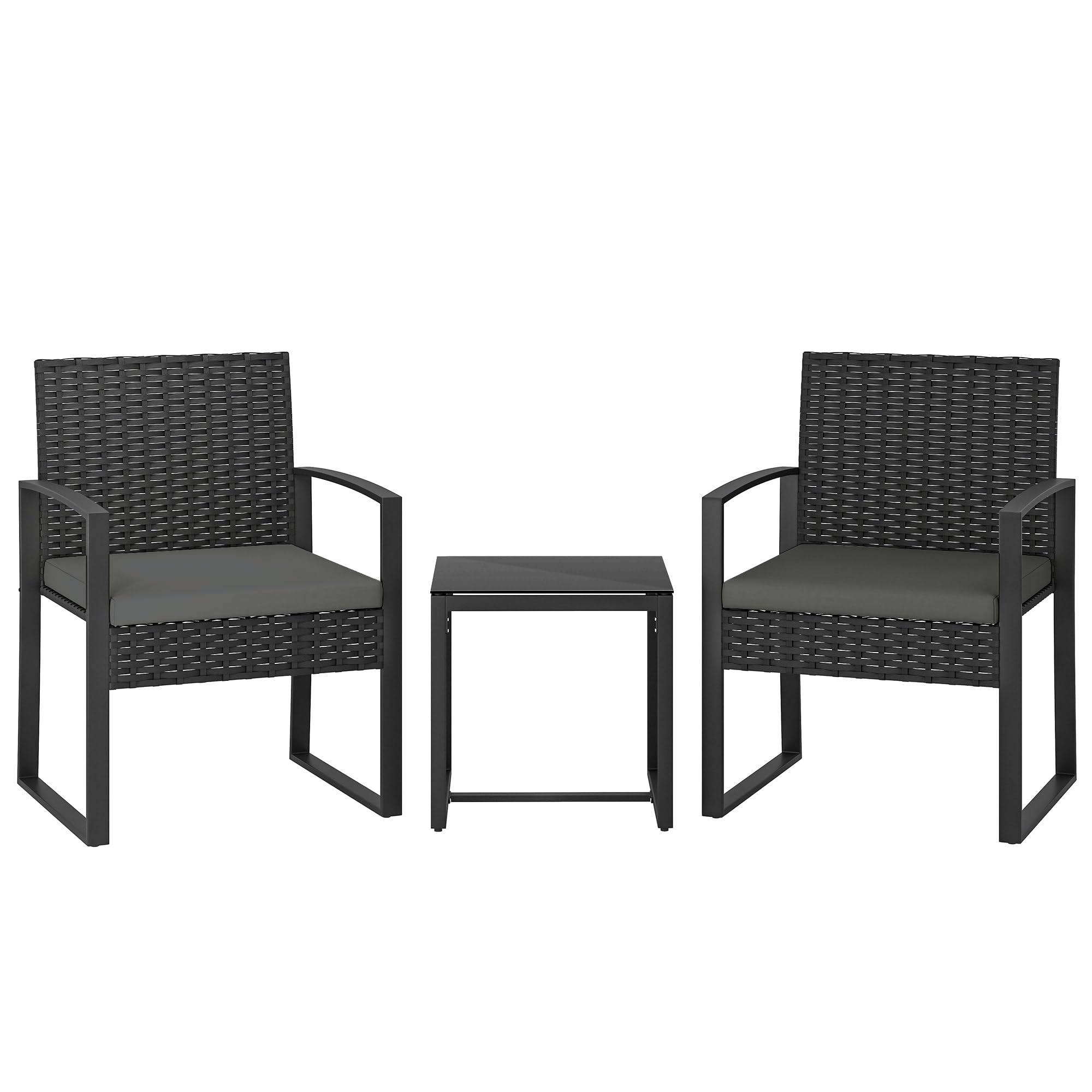 Outsunny 2 Seater Rattan Bistro Set - Dark Grey