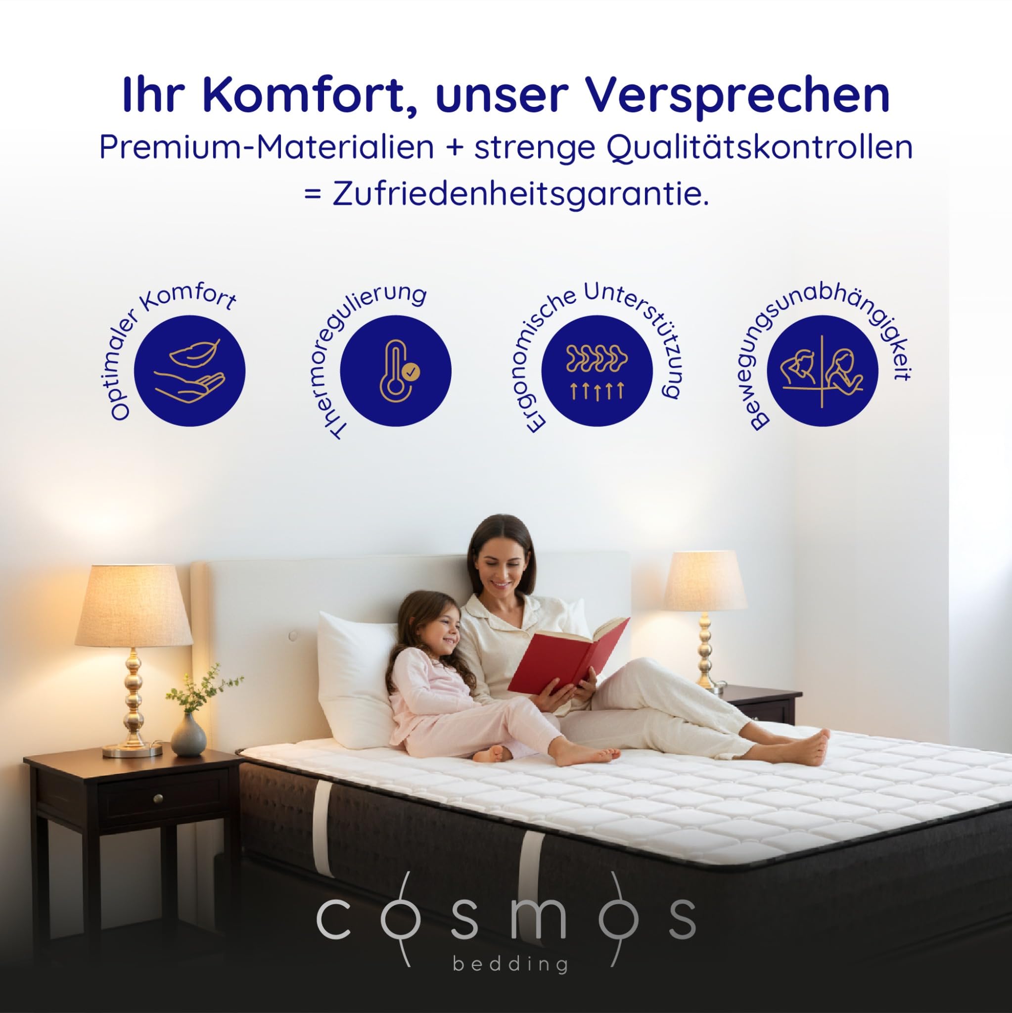 COSMOS - Equinox - Matratze 160x200 cm - Höhe 30 cm | Kaltschaummatratze - Härtegrad H4 - Öko-Tex Zertifiziert - Visco-Gel Aktiv + Bi-Alveolärer Latex 7 Zonen Matratze - Made in