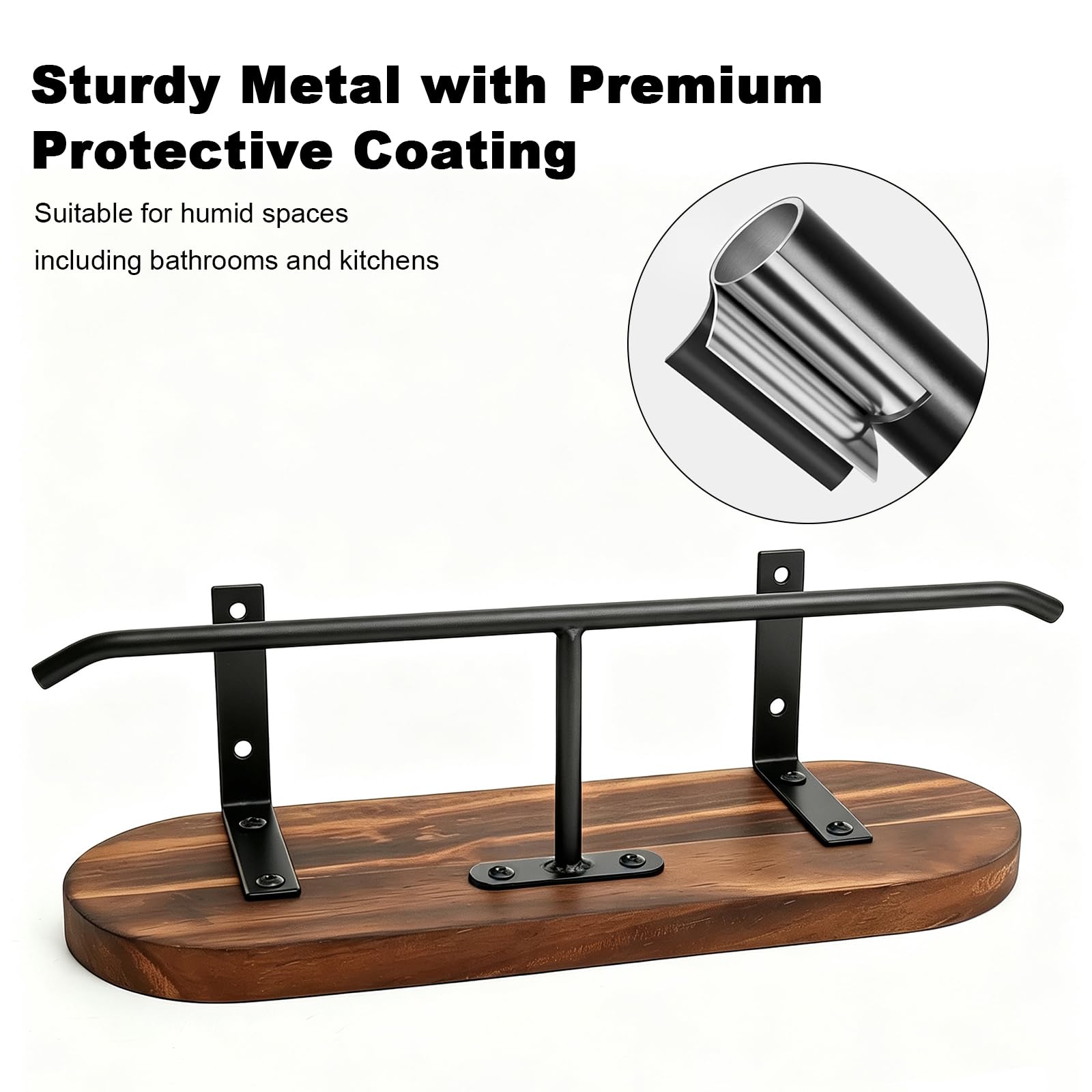 NearMoon Toilet Paper Holder, Heavy Duty DIY Toilet Roll Holder for Bathroom, Living Room and Kitchen, Vintage Rustic Iron Style Rustproof Bath Hardware, Wall Mounted (Black, 11" Double Rod) — Amazon image 6