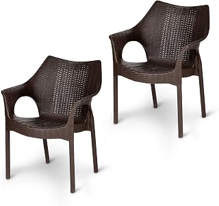 Supreme Cambridge Heavy Durable Plastic Chair with Steel Legs for Home, Office, Garden and Restaurents (Brown, Set of 2) Price In India