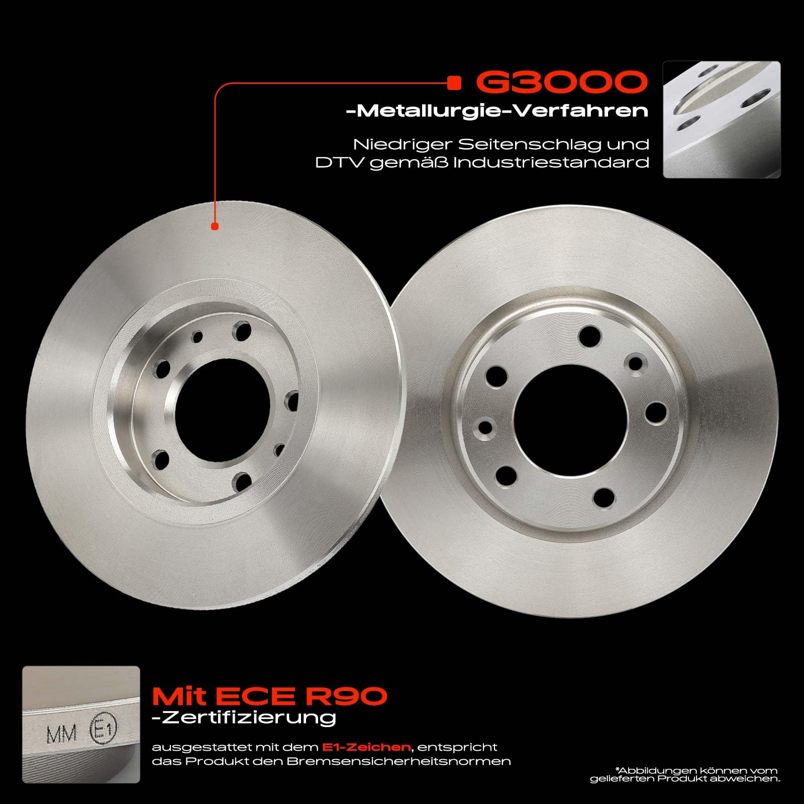 Frankberg Bremsensatz inkl. 2x Bremsscheiben + 4x Bremsbeläge Hinten Kompatibel mit 3008 SUV M4 MC MJ MR 308 SW II L4 LC LJ LR LX Rifter 308 II Replace# 1609000680