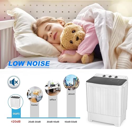 Miniatura 6 de Nictemaw Lavadora portátil de capacidad de 30 libras de lavadora y secadora Combo 2 en 1 compacta de doble tina (19 libras) y giratorio (11 libras)