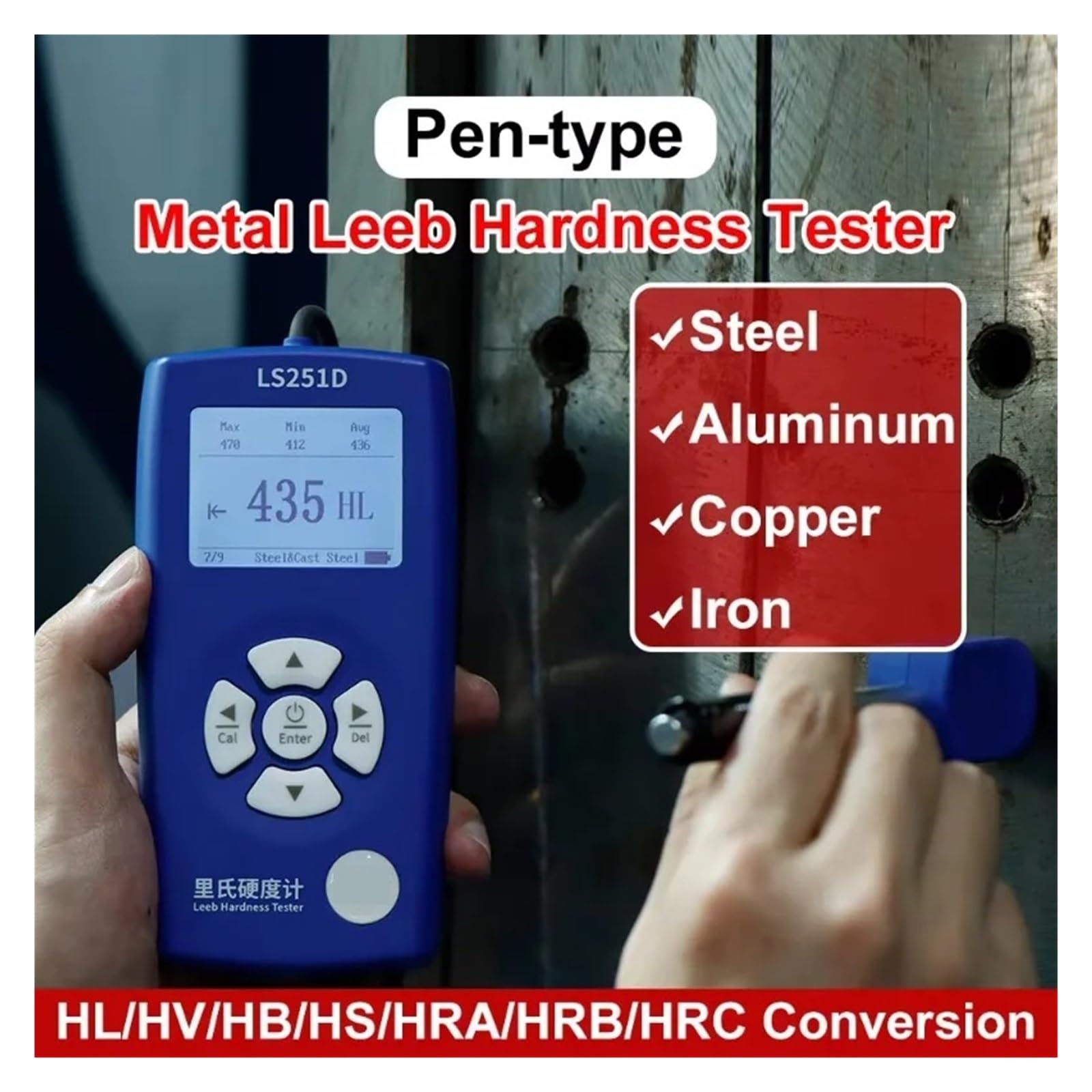 Härteprüfer, digitaler Härtemesser, tragbarer Härteprüfer for Metall, Stahl, LS251D Genaue Messung