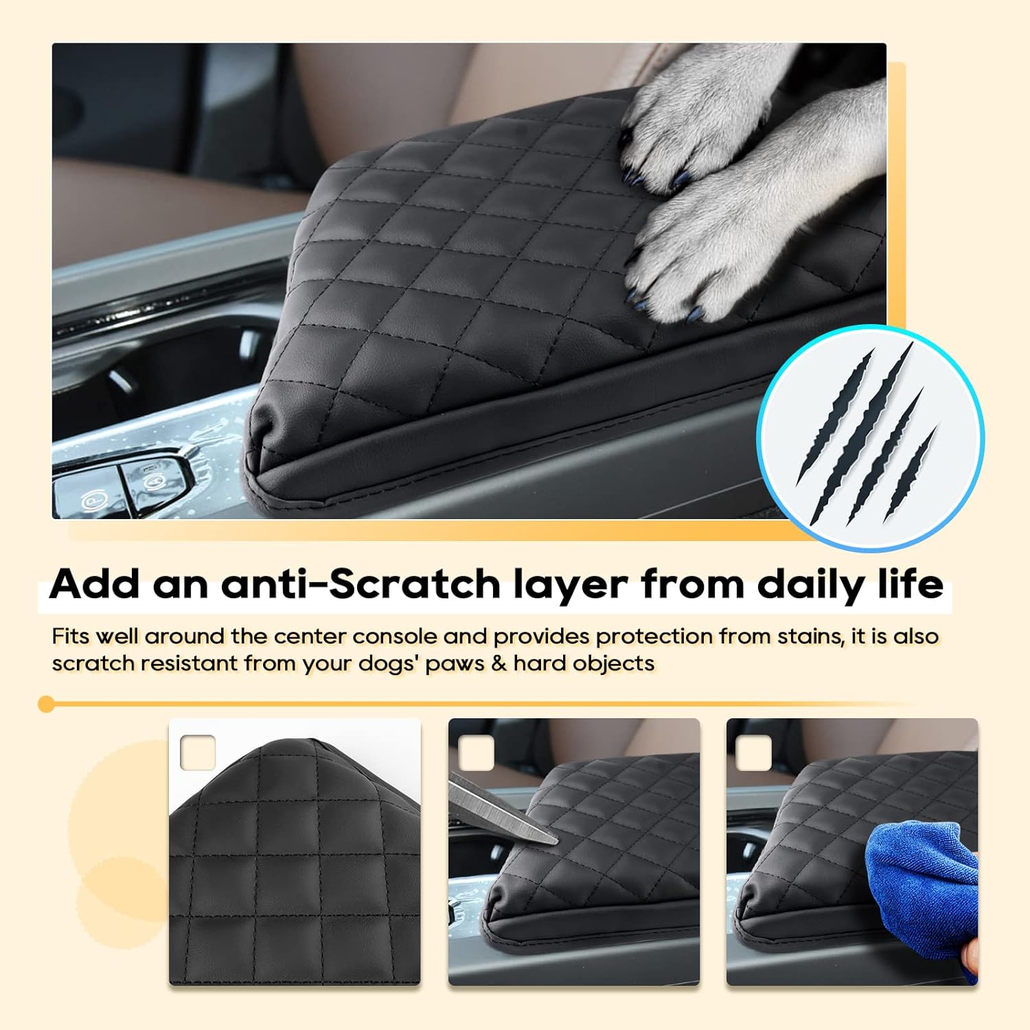 LFOTPP 2025 XC60 Armrest Cover for XC60 (2018-2025) Center Console Cover for 2018-2022 2023 2024 2025 XC60 Arm Rest Cover Interior XC60 Accessories 2025 XC60 Console Leather Anti-Scratch Waterproof