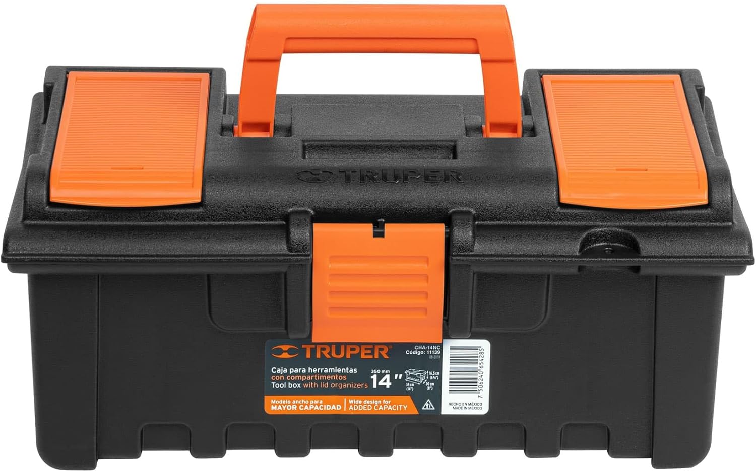 Plastic box 14 'compartments, orange