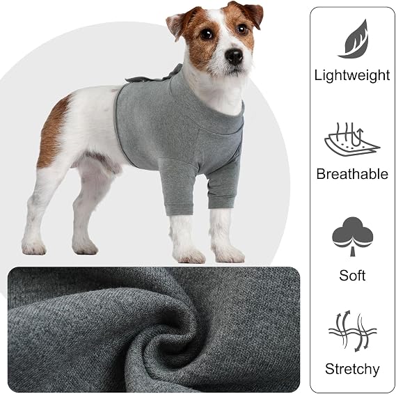 IDOMIK Dog Recovery Suit, Dog Surgery Recovery Suit Front Legs, Comfy Joint Leg Sleeves After Surgery, Elbow Braces Protector for Leg Injuries & Joint Pain, Cone Collar Alternatives,Grey,L