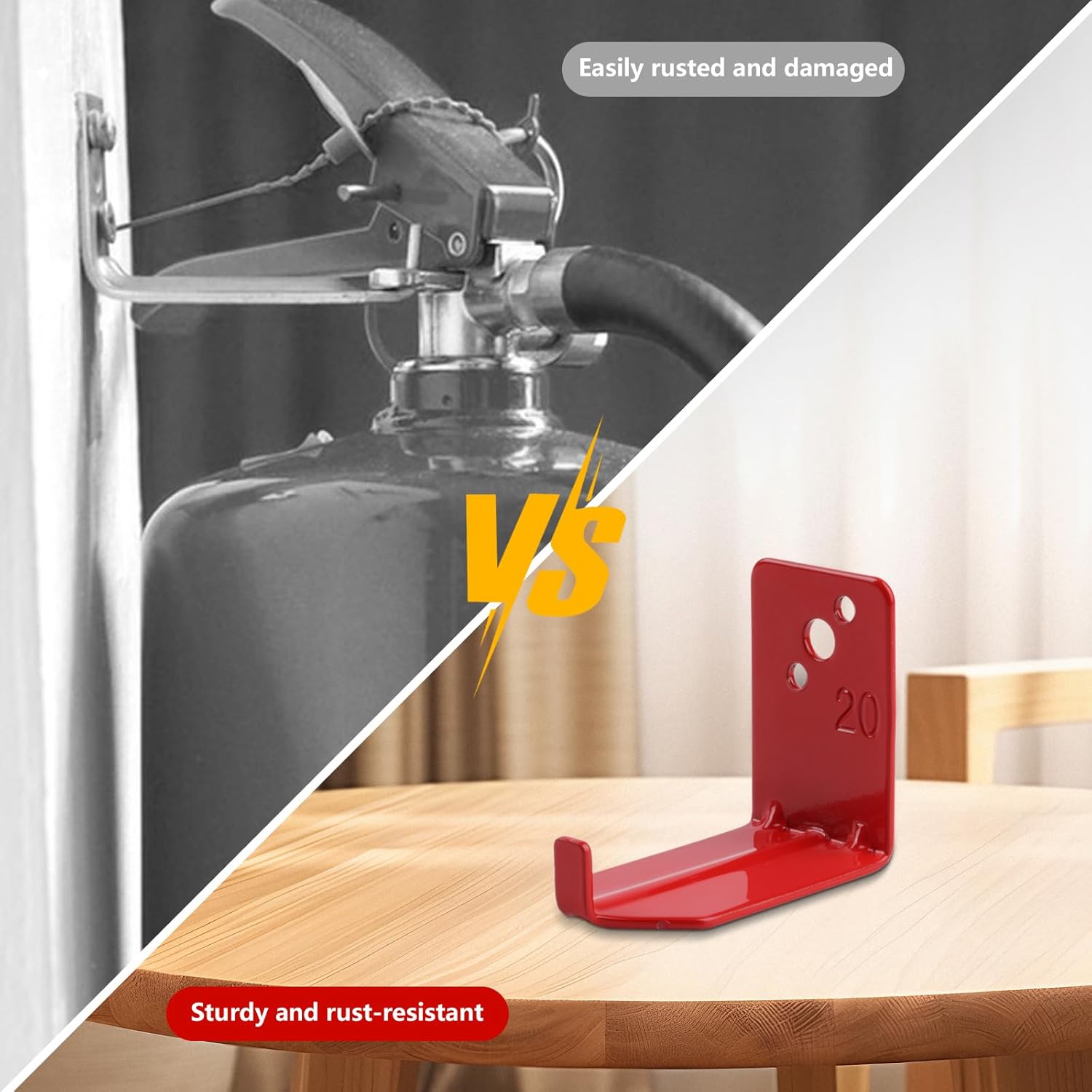 4 Pack Universal Fire Extinguisher Mounts & Brackets, Universal Fire Extinguisher Brackets and Holders Wall Hook Holder Hanger Max for The 15 to 20 Lb Extinguishers with Screws