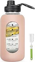 Vista 9 de Botellas de agua de vidrio de 40 onzas con funda de silicona, botellas de hidratación para beber, reutilizables, sin BPA, borosilicato, boca ancha