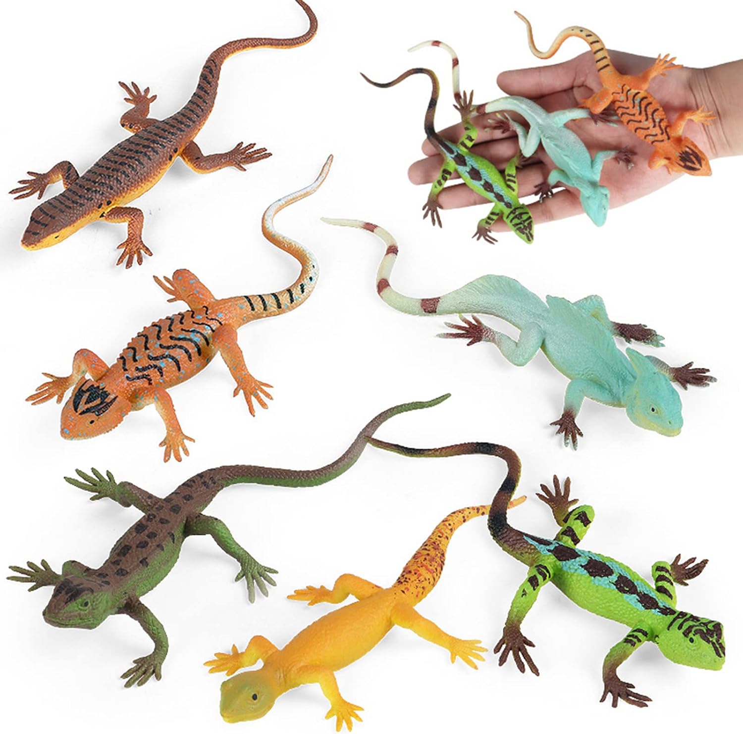 SCAHOW 6PCS Rubber Lizard Toys, Colorful Plastic Fake