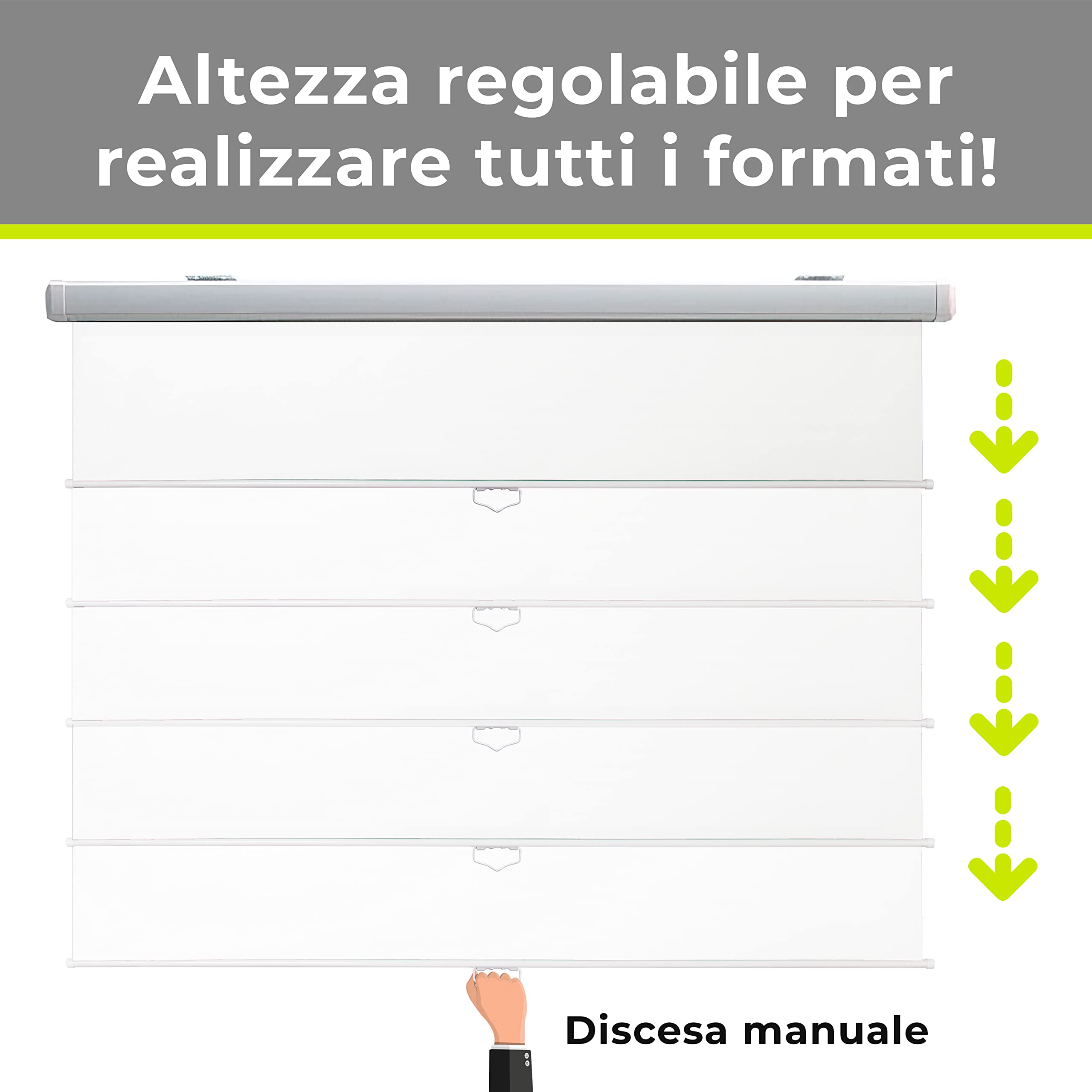 GAINUP Schermo Proiettore Manuale | 200x200cm (111 Pollici) 200cm | Formato 4:3 16:9 16:10 - Telo Bianco con Retro Nero - Telo Proiezione a Molla 2 Metri - Videoproiezione 2mt 3D Full HD 4K UltraHD 8K