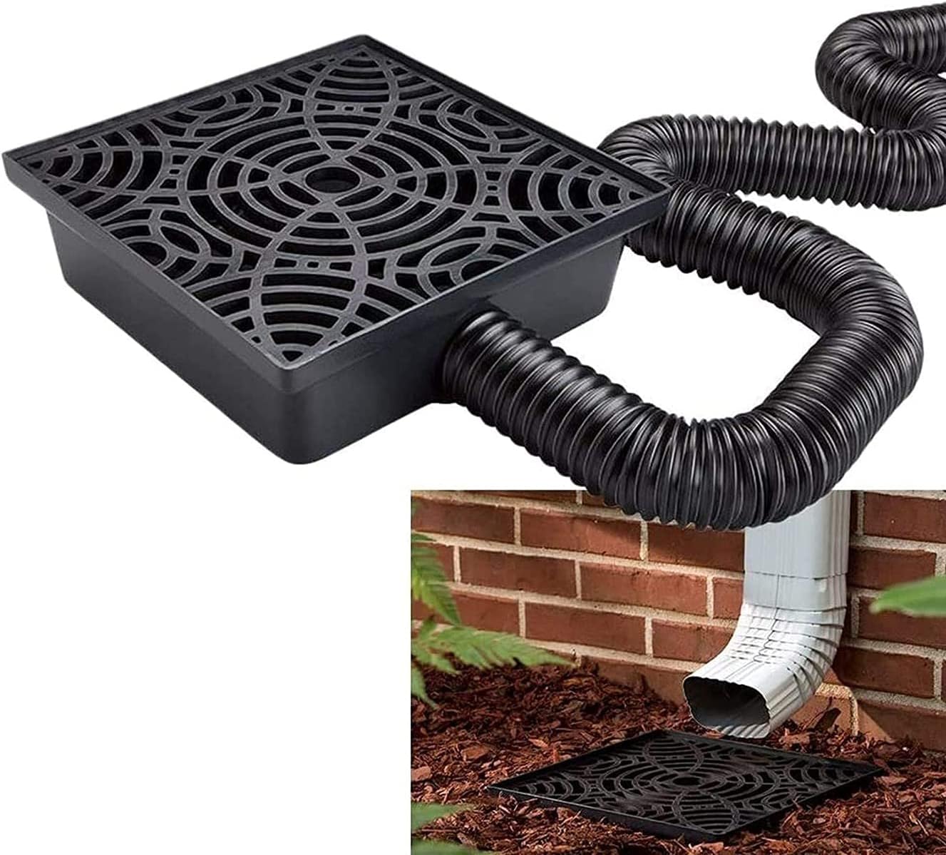 Amerimax 12-in. No Dig Low Profile Catch Basin Downspout Extension Kit, Black