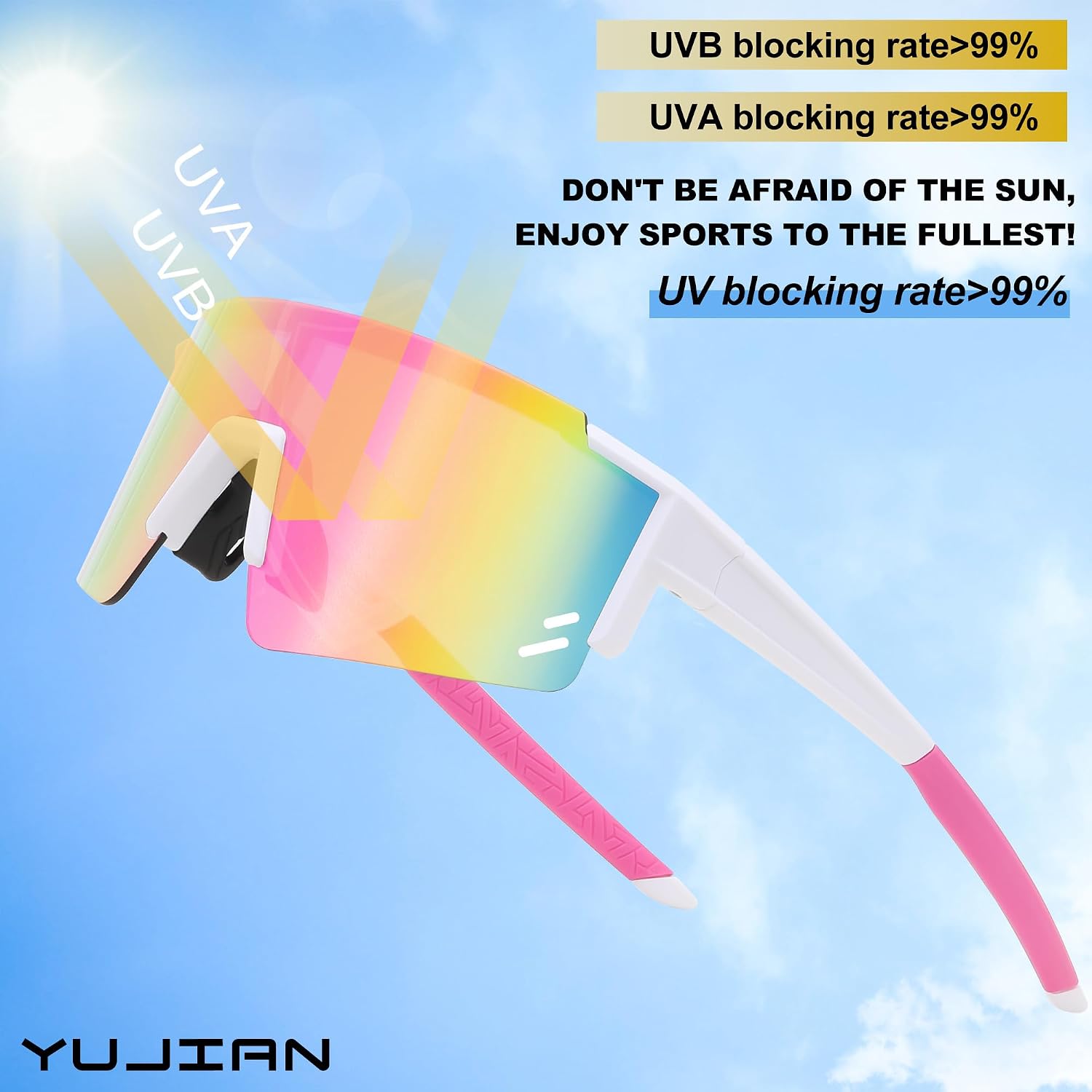 YuJian 2PACK kids Sunglasses for Softball Baseball Youth Sports Sunglasses Cycling Running Visor Unisex Boys Girls