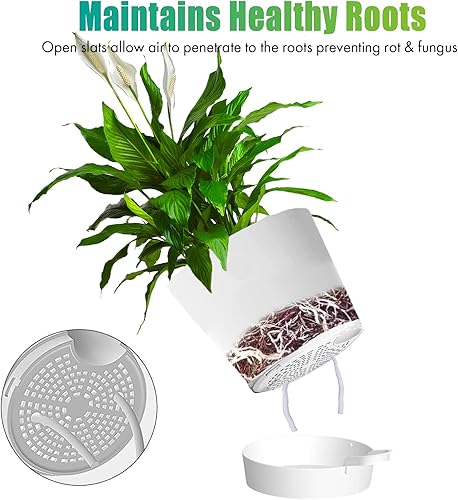 Miniatura 7 de Macetas de autorriego para interiores  876.565.55 pulgadas macetas de riego automático para plantas de interior con depósito profundo de platillos y
