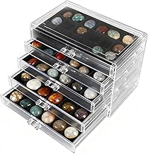 Transparent Jewellery Box, Gemstone Display Case with Removable Dividers, for Storing Earrings, Rings, Necklaces, Bracelets (5 Layers)