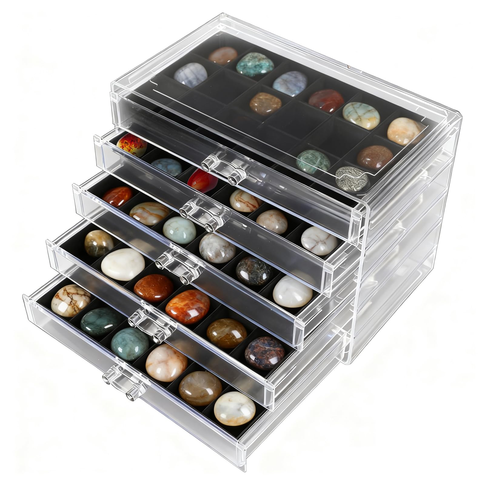 Vitrine pour petites pierres précieuses et bijoux 5 tiroirs
