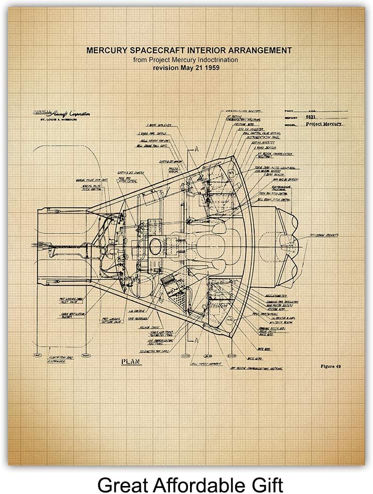 NASA Space Exploration Patent Art Prints - Vintage Wall Art Poster Set - Chic Modern Home Decor for Kids Room, Man Cave, Office, Den - Great Gift for Boys, Men, Science Fans - 8x10 Photos - Unframed