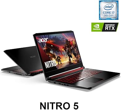 Acer Nitro 5 Gaming Laptop, 9th Gen Intel Core i7-9750H, NVIDIA GeForce RTX 2060, 15.6 Full HD IPS 144Hz Display, 16GB DDR4, 256GB NVMe SSD, Wi-Fi 6, Waves MaxxAudio, Backlit Keyboard, AN515-54-728C