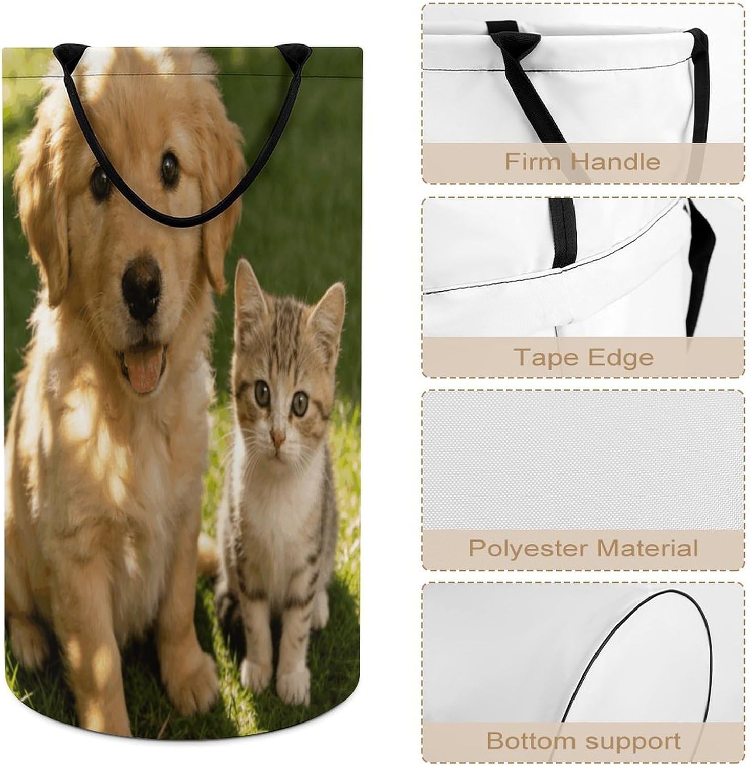 Cute Dog Laundry Hamper 86L Waterproof Collapsible Clothes Basket with Double Handles Freestanding Foldable Laundry Basket Large Clothes Hamper for Bathroom