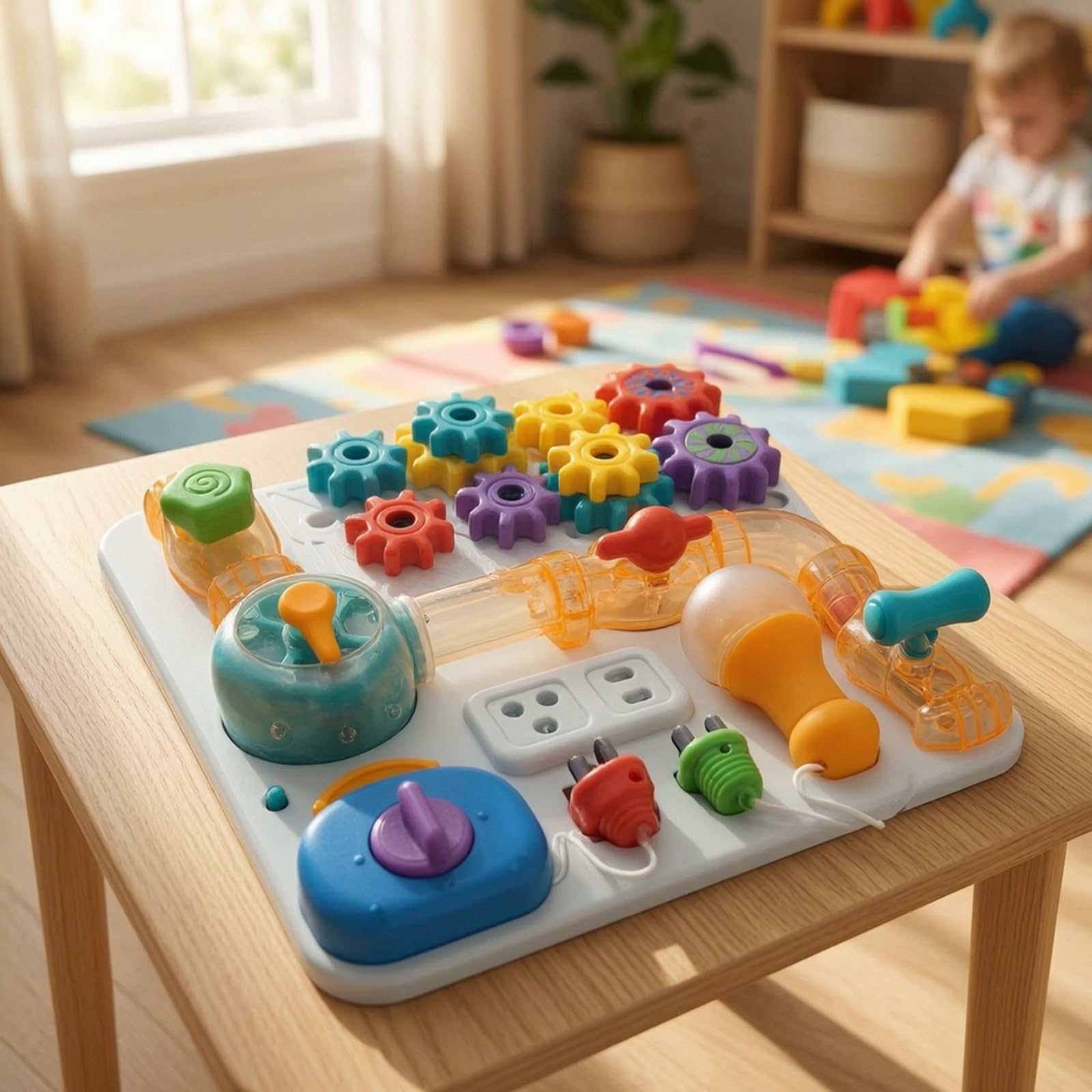 predolo Busy Board per Bambini Interattivo | Ingranaggi da Girare e Premere, Pannello Sensoriale educativo, Giocattolo, per Stanza Giochi, Cameretta, Asilo, Neonati