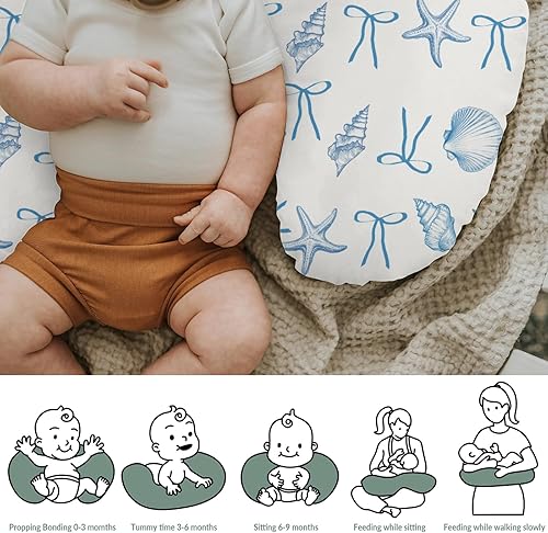 Miniatura 6 de Fundas de almohada de lactancia para niños y niñas, conchas marinas, conchas marinas, playa, guardería, almohada para lactancia materna, almohadas