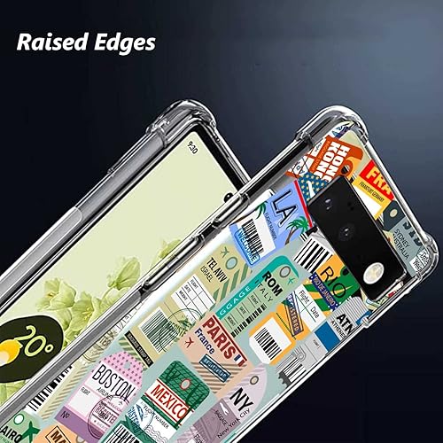 Miniatura 4 de Compatible con Google Pixel 6 Pro Label Case, Retro Travel Flight Ticket Label Baggage Tag Graphic para Google Case Girls Men Soft TPU Elegante