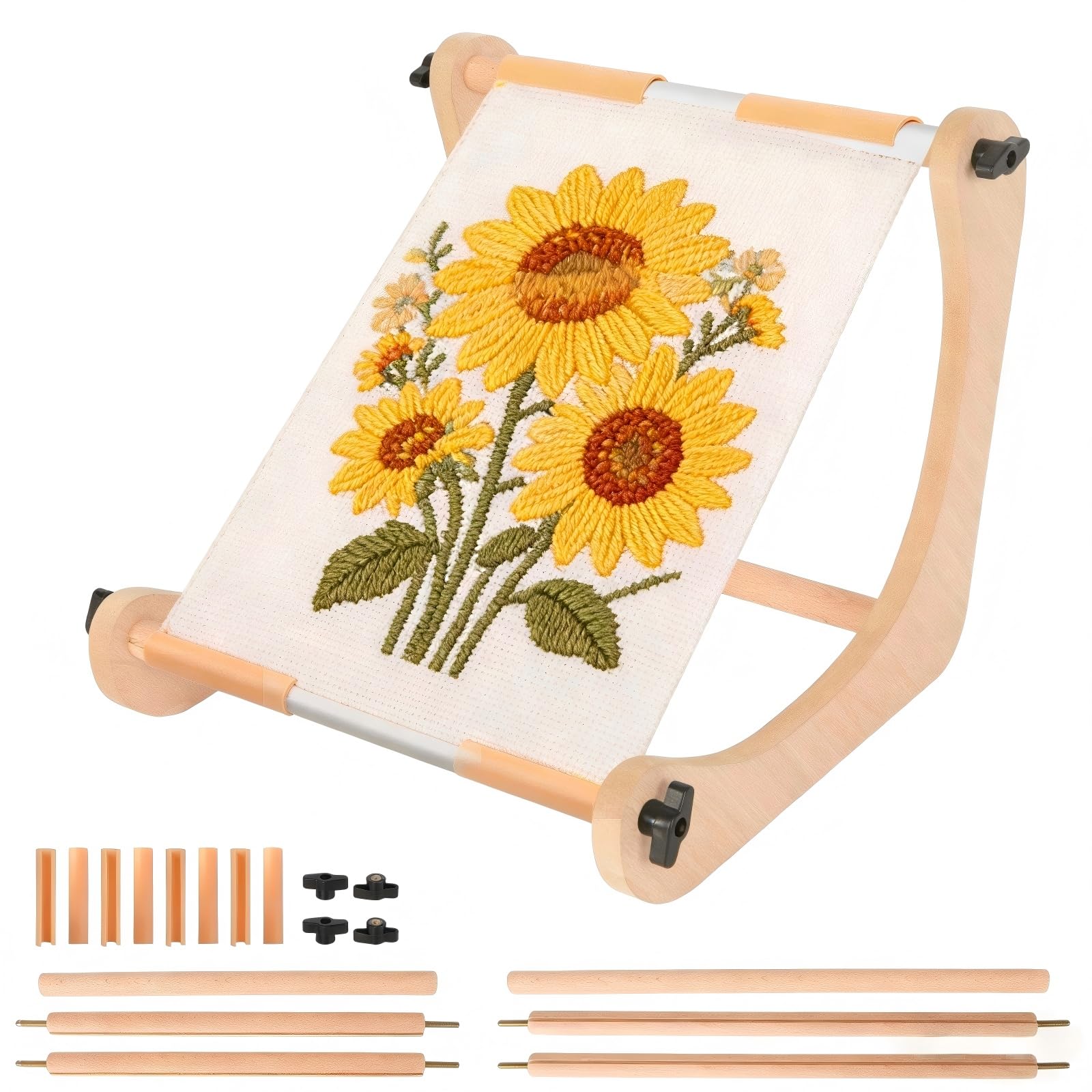 Stickrahmen Eckig, Verstellbarer Stickständer Holz, 30cm/40cm Stickrahmen Set mit 8 Rutschfeste Klammern, Embroidery Hoop, Stickrahmen Holz für Kunsthandwerk, Stickerei, Nadelspitze