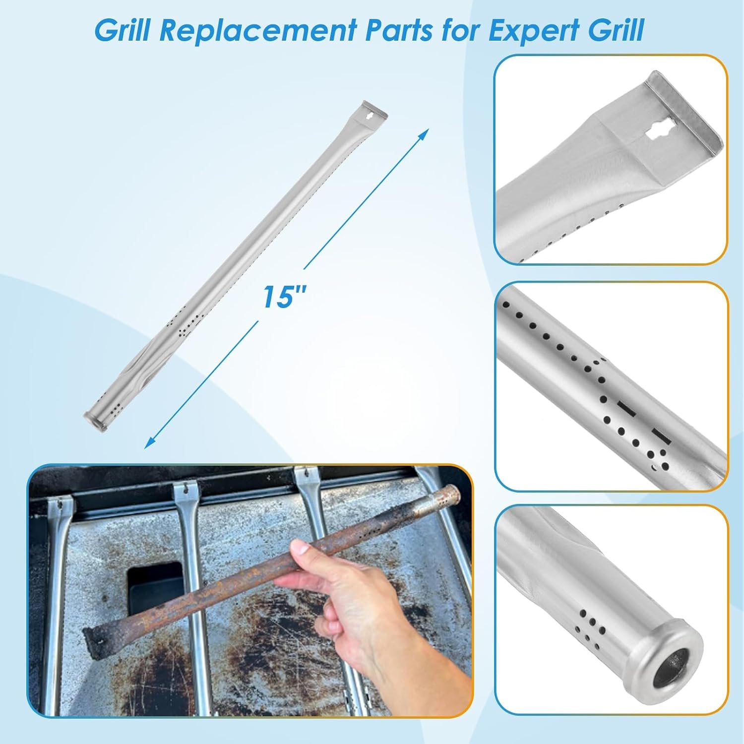 Replacement Parts Kit for Expert Grill 5 Burner 720-0968, Heat Shield and Burner Kit for Expert Grill Parts 720-0968C, Expert Grill Replacement Parts 5 Burner XG19-101-002-03