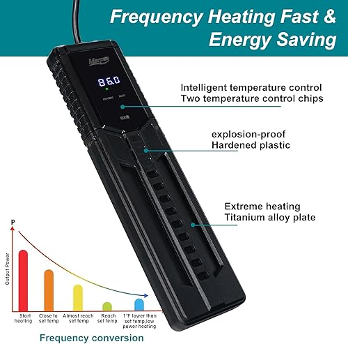 Miniatura 7 de Marpros Calentador de tanque de peces, calentador de acuario de 60 a 120 galones con controlador digital de temperatura, tubo de titanio