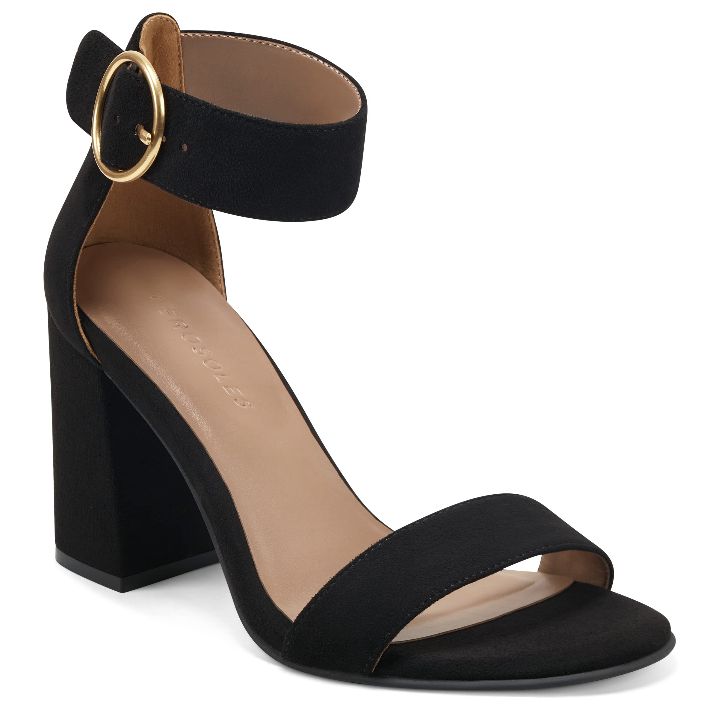 Aerosoles Women's Lawrence Heeled Sandal, Black Faux Suede, 5 UK