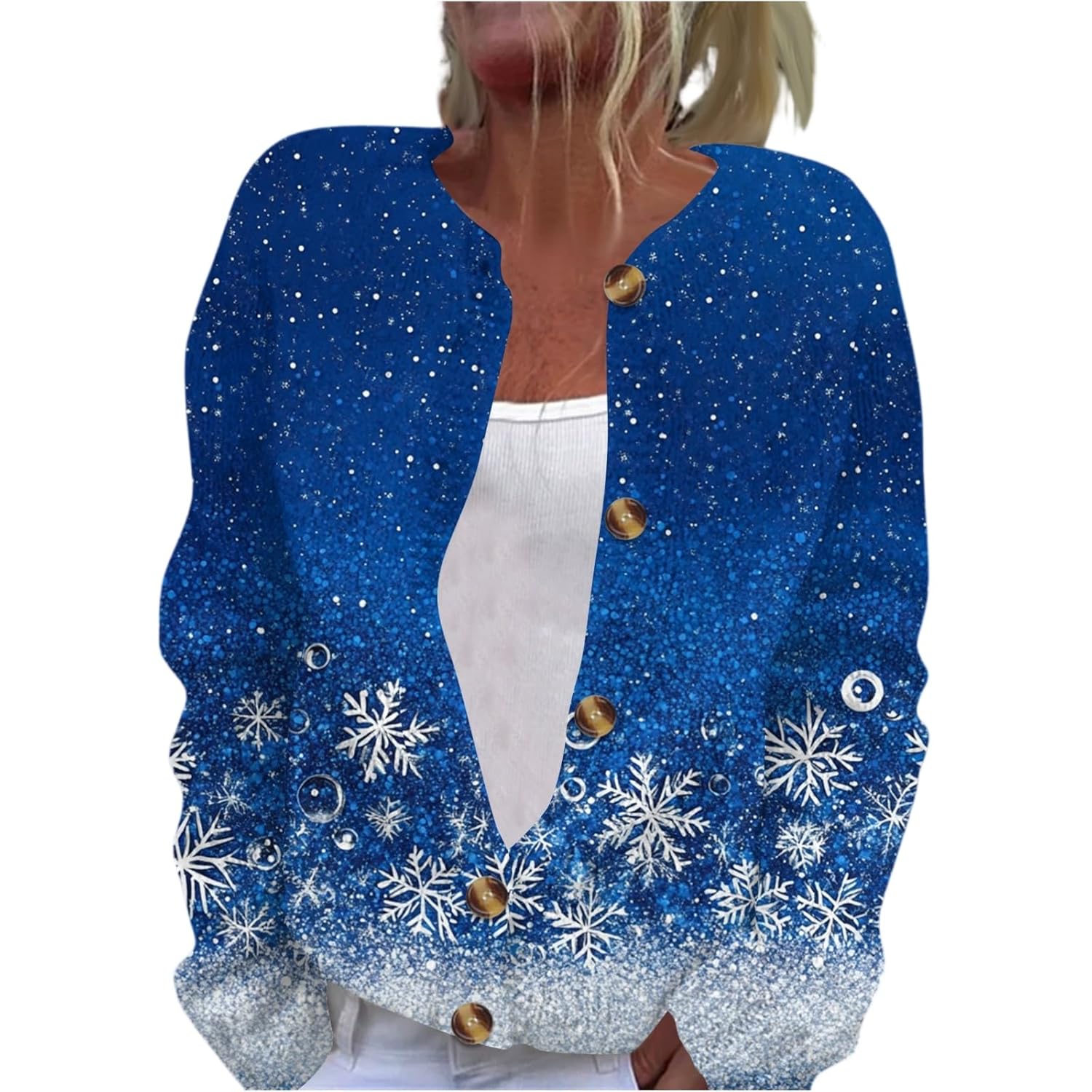 HXHYQKP Christmas Cardigans Sweater for Women Funny Holiday Long Sleeve Plus Size Knit Outwear Open Front Coat