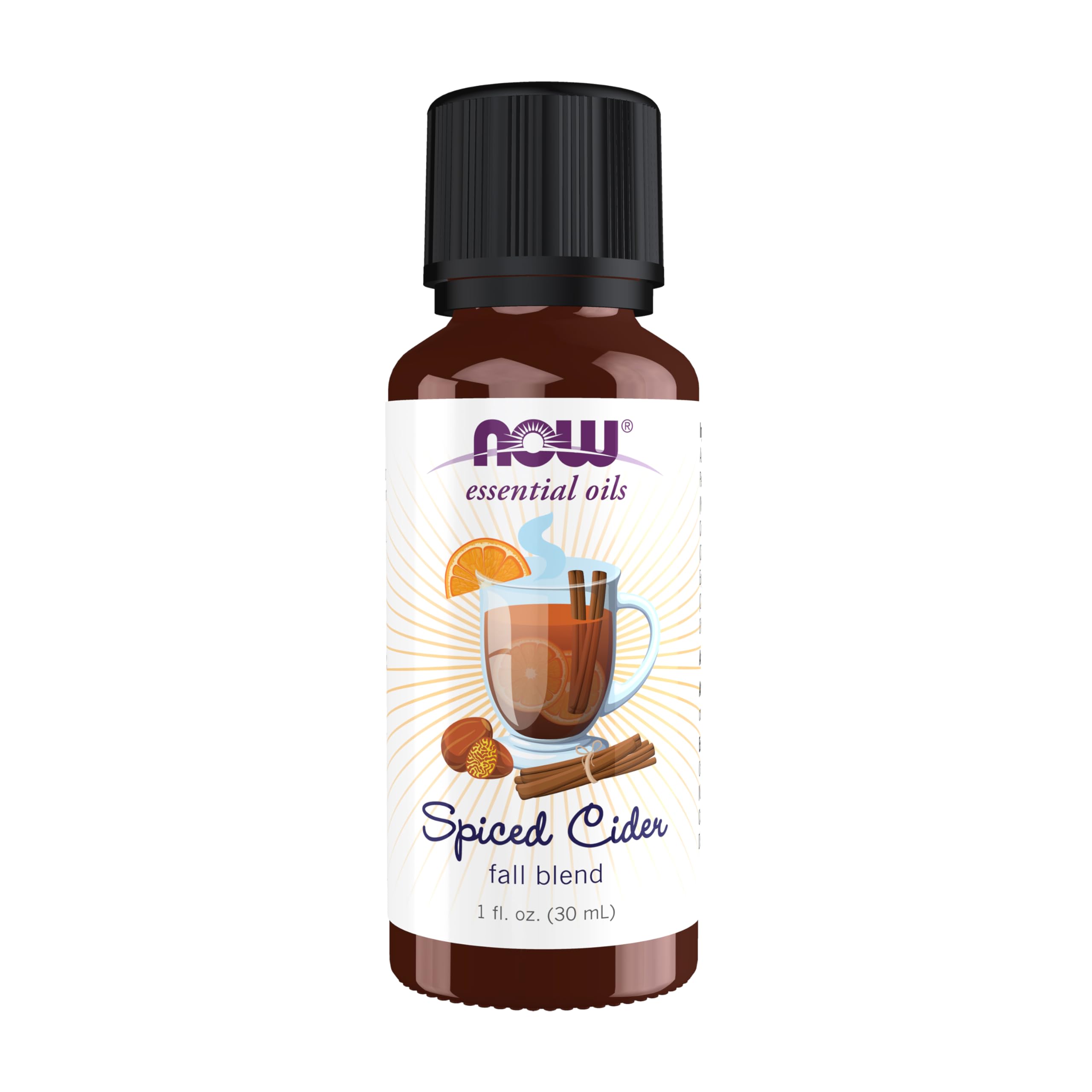 NOW Foods Essential Oils, Spiced Cider Oil Blend, Citrus Spice Scent With Warm and Comforting Attributes, 1-Ounce