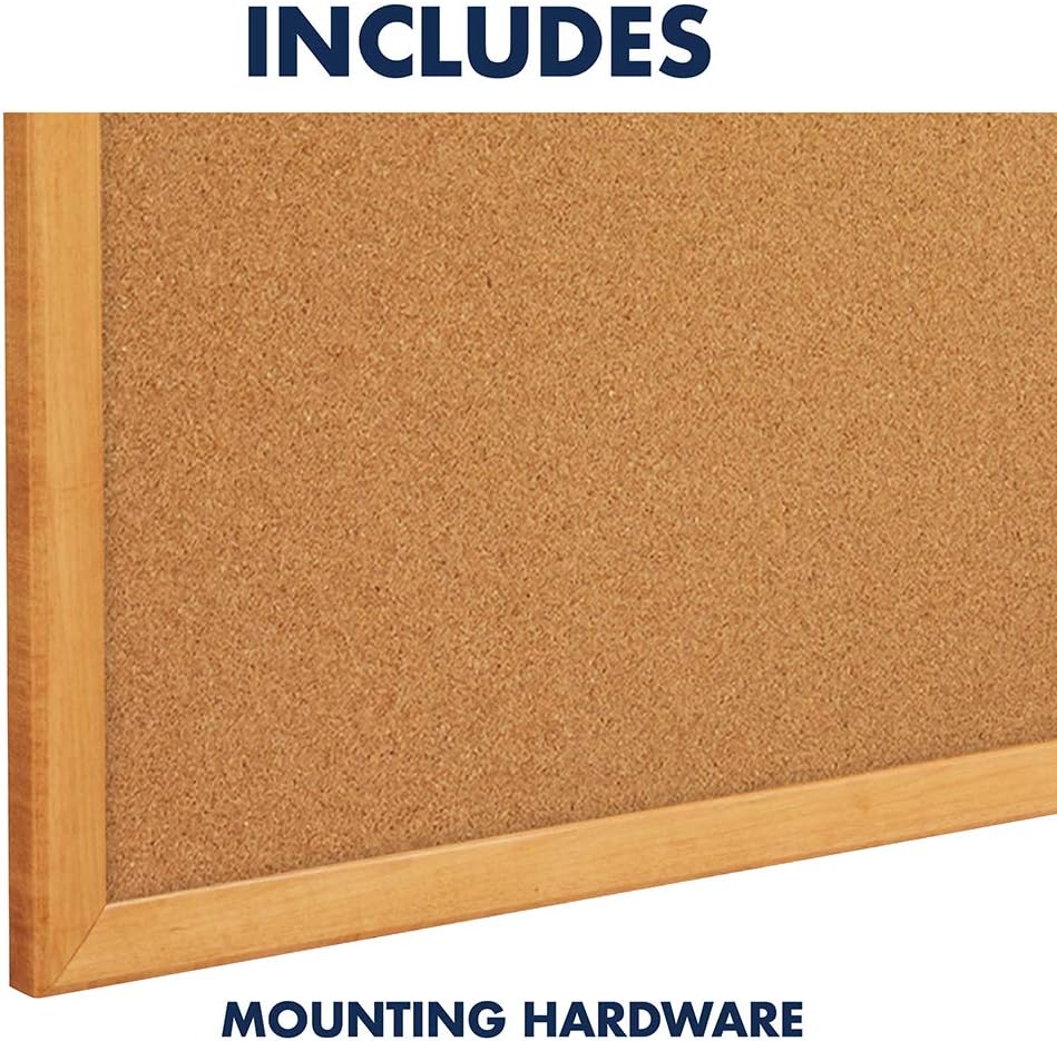 Quartet Cork Board, Bulletin Board, 4' x 3' Corkboard, Oak Finish Frame (304) : Everything Else
